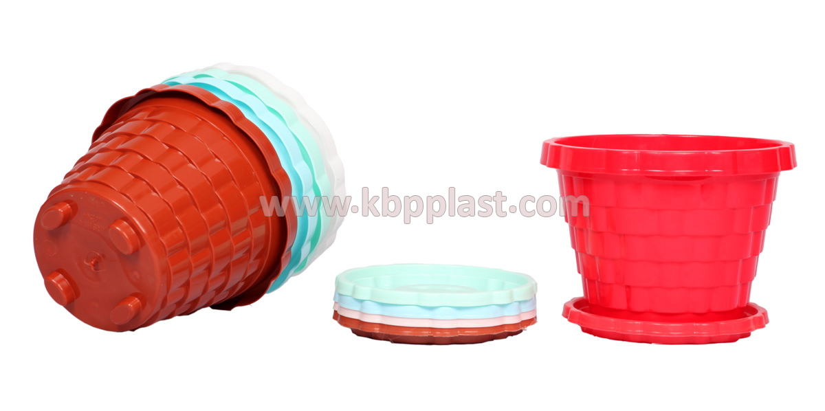 Brick Design Round Flowerpot (KA)